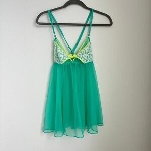 Victoria's Secret Sexy Little Things Green & Yellow Babydoll Lingerie Early 2010